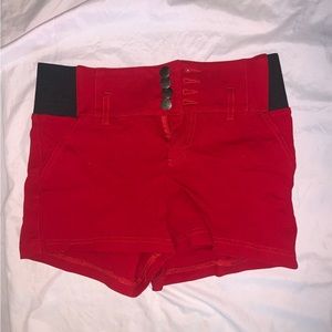 Red spandex hot pants